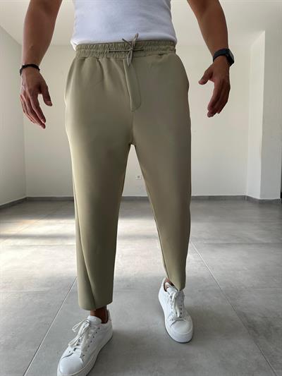 Çağla Yeşil Çapraz Dikiş Detaylı Scuba Kumaş Jogger Pantolon