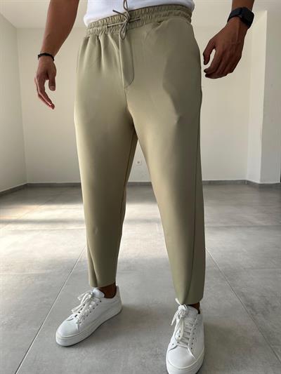 Çağla Yeşil Çapraz Dikiş Detaylı Scuba Kumaş Jogger Pantolon