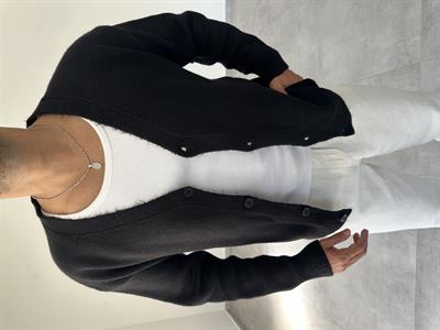 Siyah Renk Örme Basic Oversize Hırka