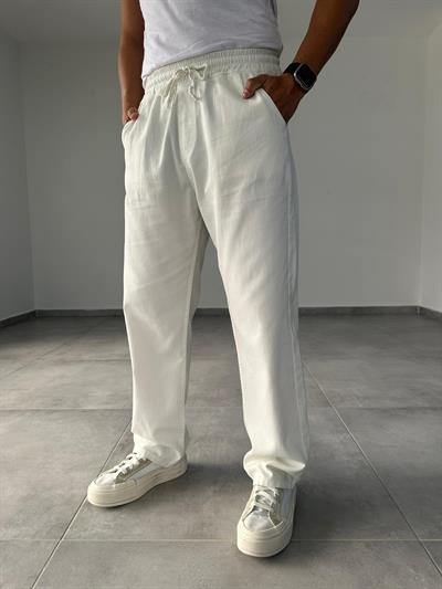 Comfort Fit Ekru Renk Baggy Pantolon