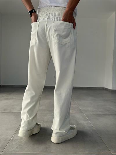 Comfort Fit Ekru Renk Baggy Pantolon