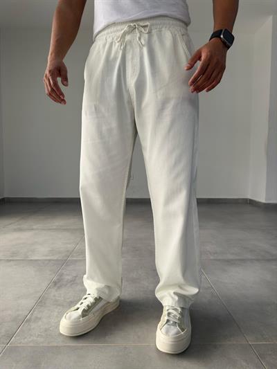 Comfort Fit Ekru Renk Baggy Pantolon