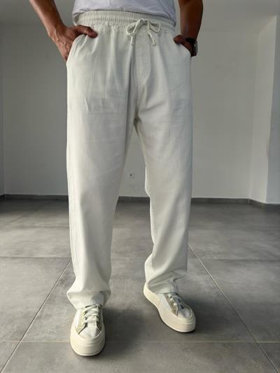 Comfort Fit Ekru Renk Baggy Pantolon