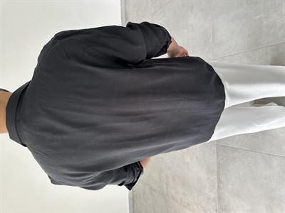 Siyah Modal Kumaş Oversize Basic Gömlek