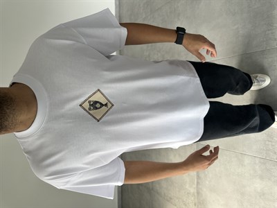 Beyaz Renk Rather Be Here Nakış Ve Pantch Detaylı Oversize T-Shirt