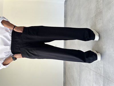 Siyah Renk Yumuşak Keten Baggy Pantolon