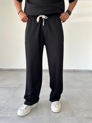 Siyah Renk Modal Kumaş Rahat Kesim Baggy Pantolon