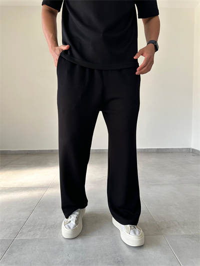 Modal Kumaş Siyah Renk Rahat Kesim Baggy Pantolon