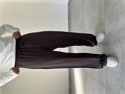 Kahve Renk Kupra Kumaş Çımalı Baggy Pantolon