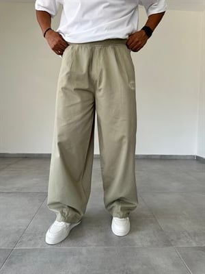 Yeşil Renk 1974 Baskı Detaylı Ekstra Bol Gabardin Baggy