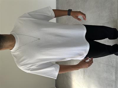 Beyaz Renk Yıkamalı Oversize T-Shirt