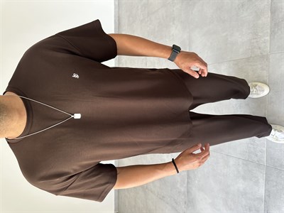 Kahve Renk Modal Kumaş Rahat Kesim T-Shirt