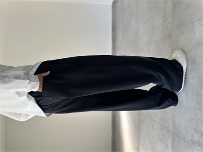 Siyah Renk Kupra Kumaş Çımalı Baggy Pantolon