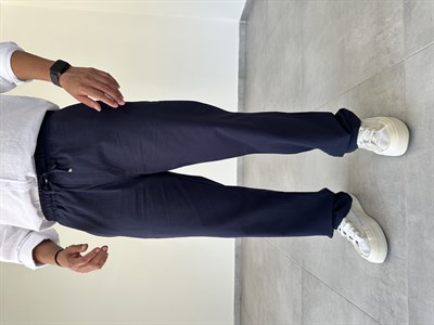 Gabardin Kumaş Lacivert Renk Rahat Kesim İnce Baggy Pantolon