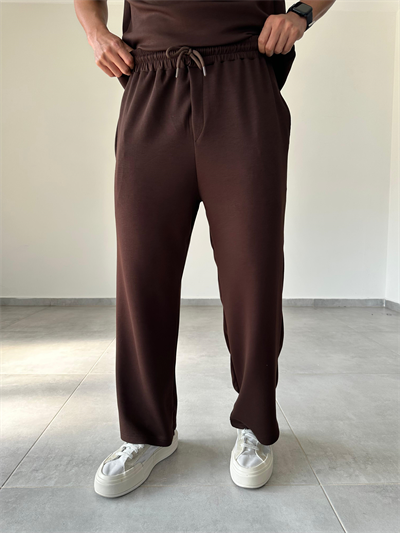 Modal Kumaş Kahve Renk Rahat Kesim Baggy Pantolon