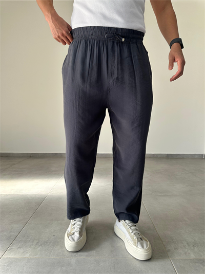 Tensel Kumaş Füme Renk Boyfriend Rahat Kesim İnce Jogger