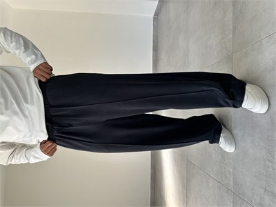 Siyah Renk Kupra Kumaş Çımalı Baggy Pantolon
