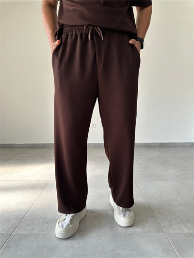 Modal Kumaş Kahve Renk Rahat Kesim Baggy Pantolon