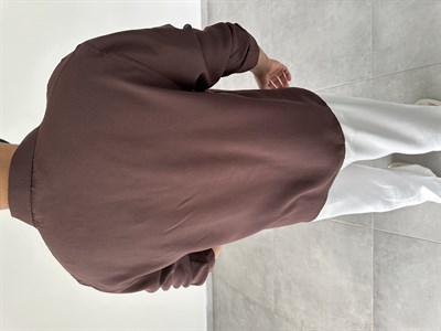 Kahve Modal Kumaş Oversize Basic Gömlek