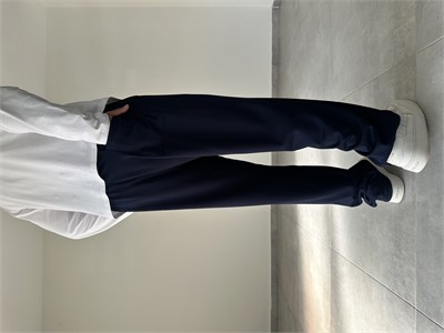Lacivert Renk Modal Kumaş Ön Kısmı Çımalı Basic Baggy Pantolon
