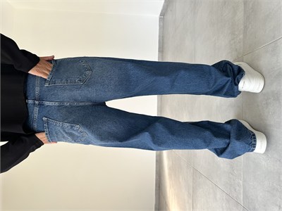 Eskitme Detaylı Rahat Kesim Baggy Kot Pantolon