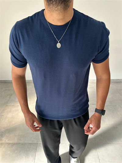 Lacivert Renk Premium Kalite Basic Triko T-Shirt