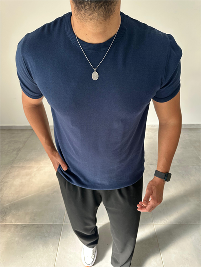 Lacivert Renk Premium Kalite Basic Triko T-Shirt