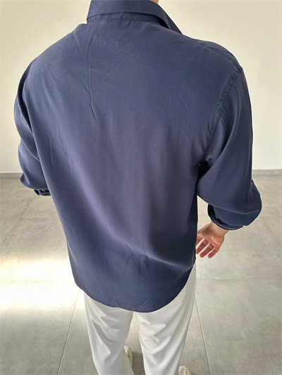 Modal Kumaş Lacivert Renk Oversize Kesim Gömlek