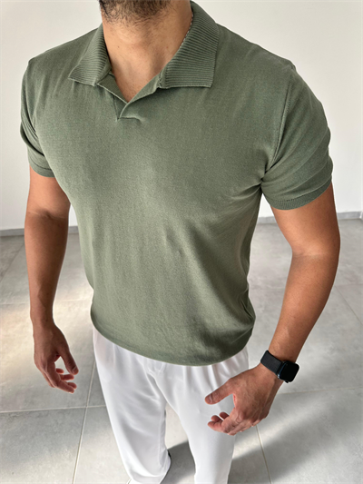 Polo Yaka Yeşil Renk Triko T-Shirt