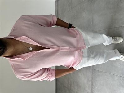 Pembe Renk Relax Fit Keten Gömlek