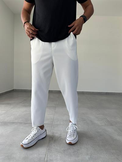 Ekru Renk Carrot Fit Çapraz Dikişli Jogger
