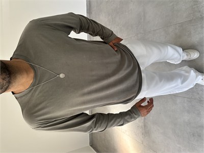 Haki Renk Modal Kumaş Basic Sweatshirt
