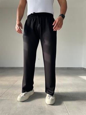 Siyah Renk Modal Kumaş Basic Baggy Pantolon