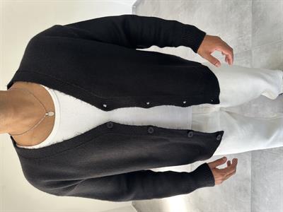 Siyah Renk Örme Basic Oversize Hırka