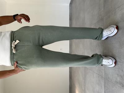 Yeşil Renk Yıkamalı Kumaş Paça Kısmı Stoperli Baggy Eşofman