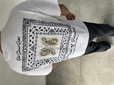 Bandana State Of Mind Nakış Ve Pantchlı  Beyaz Renk Oversize T-Shirt