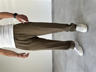 Modal Kumaş Haki Yeşil Renk Basic Baggy Pantolon