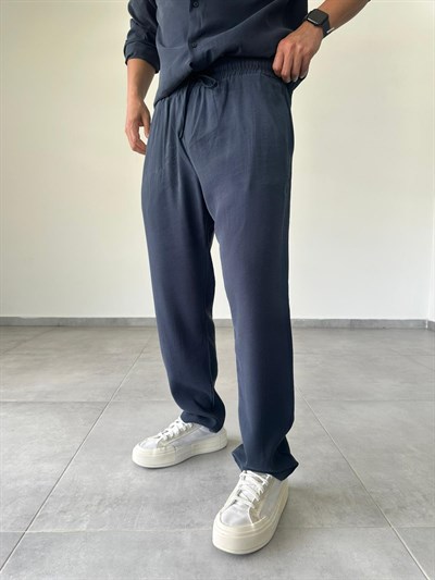 Modal Kumaş Lacivert Renk Basic Baggy Pantolon
