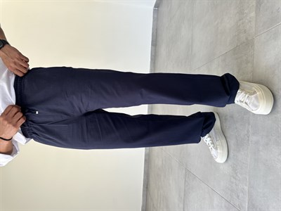 Gabardin Kumaş Lacivert Renk Rahat Kesim İnce Baggy Pantolon