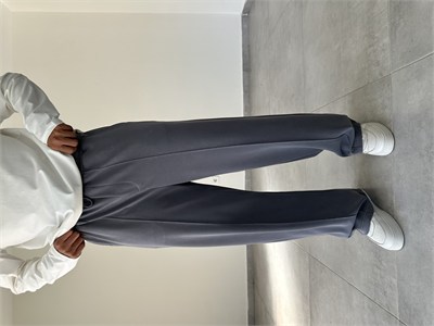 Füme Renk Kupra Kumaş Çımalı Baggy Pantolon
