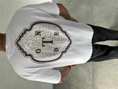Beyaz Renk Nakış Ve Örme Harf Detaylı Oversize T-Shirt