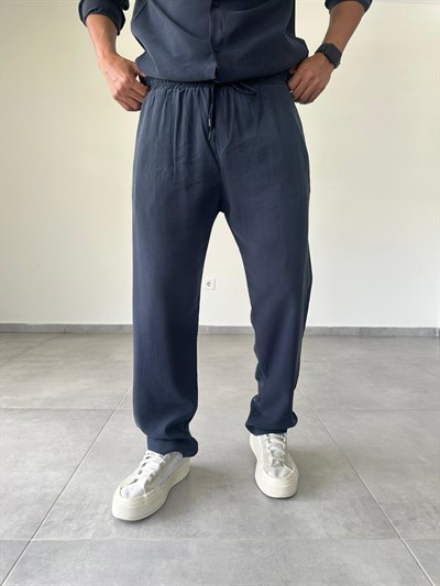 Modal Kumaş Lacivert Renk Basic Baggy Pantolon