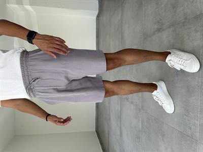 Gri Renk Müslin Kumaş Relax Fit Basic Şort