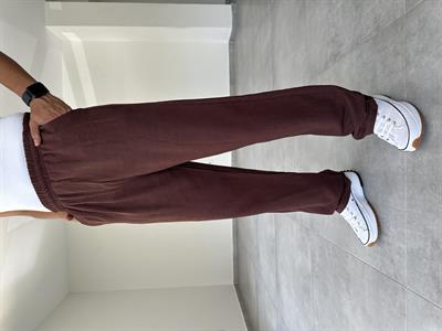 Kahve Renk Bel Kısmı Lastikli Ham Keten Baggy Pantolon