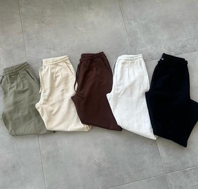 Krem Renk Ön Kısmı Pile Detaylı Double Paça Keten Pantolon