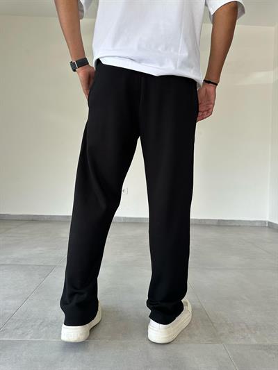 Modal Kumaş Ön Kısmı Çımalı Siyah Renk Baggy Pantolon