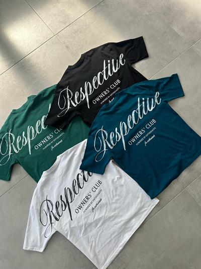 Nefti Yeşili Respective Baskılı Oversize T-Shirt