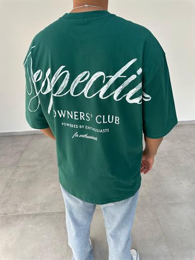 Nefti Yeşili Respective Baskılı Oversize T-Shirt