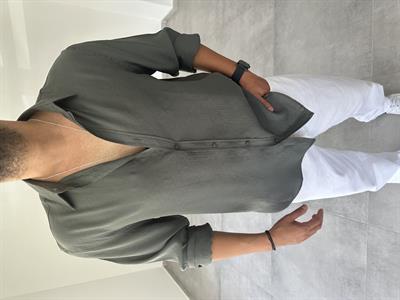 Pastel Yeşil Renk Tensel Kumaş Oversize Gömlek