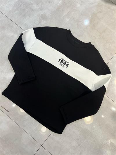 Siyah Renk 1994 Nakışlı Parçalı Sweatshirt